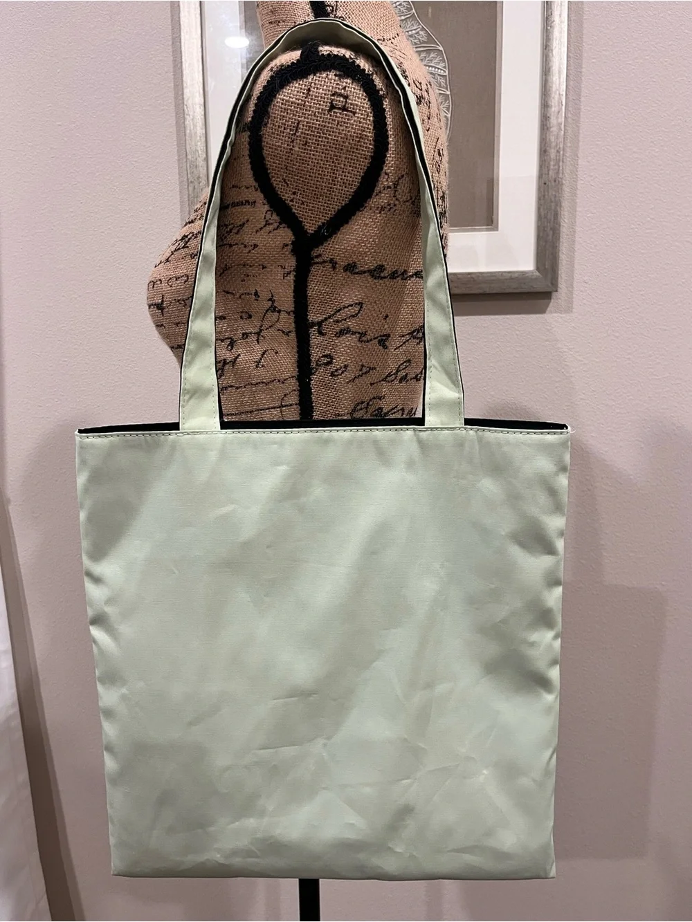 Prada Beauty Shoulder Tote Shopping Bag Reversible Mint & Black